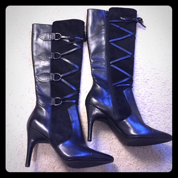 Black leather boots NWT