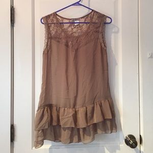 Chiffon & Lace Sweetheart Top