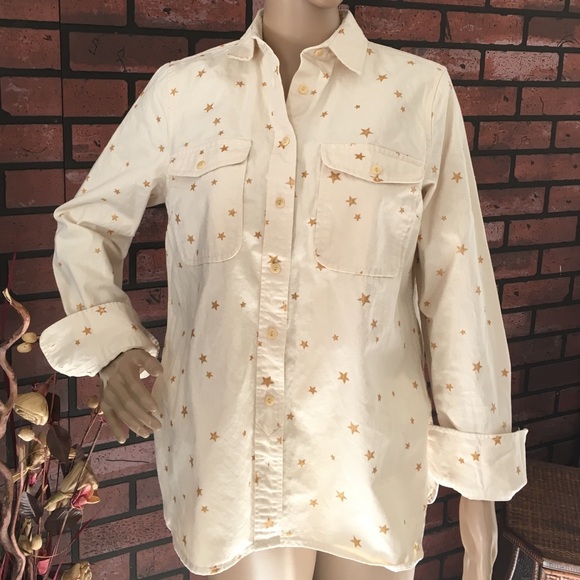 J. Crew Tops - J. Crew gold star shirt button down S
