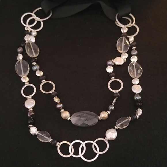 Rachel Necklace-Black & Silver