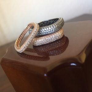Rose and black gold stacking rings