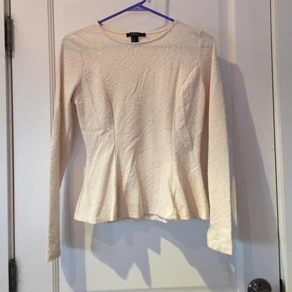 White Textured Peplum Top