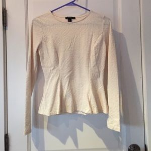 White Textured Peplum Top