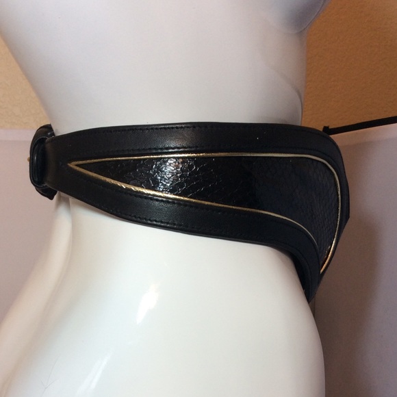 JLynch Black With Gold Trim Watersnake Belt