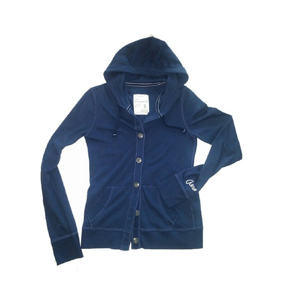 Aeropostale Hooded Button Jacket Blue