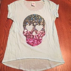 PINK sequin skull shirt