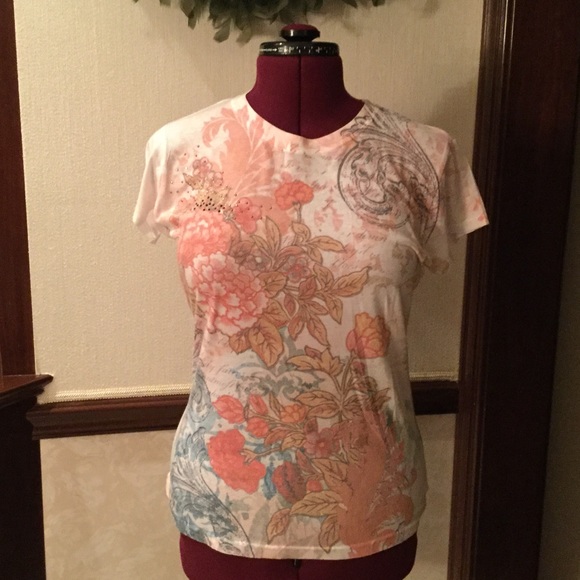 Three cotton poly tee shirts/jewel embellishments.
