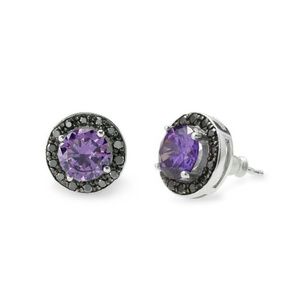 Tudor Stud Earrings-Purple & Black