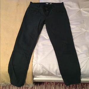 J CREW teal toothpick jean with zipper detail