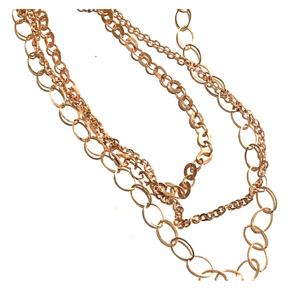 Triple varied gold filled chain necklace.