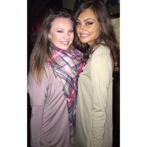 Green turtle neck dress.