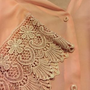 Pink sheer button down