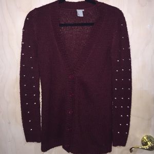 Maroon studded knit sweater