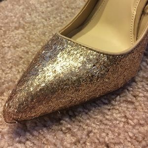 Gold sequined heels