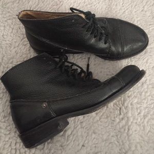 Black leather ankle boots