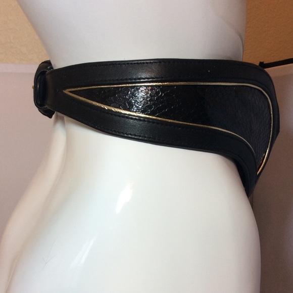 JLynch Black With Gold Trim Watersnake Belt main image 4