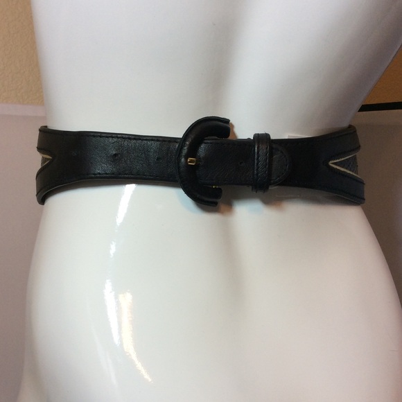 JLynch Black With Gold Trim Watersnake Belt