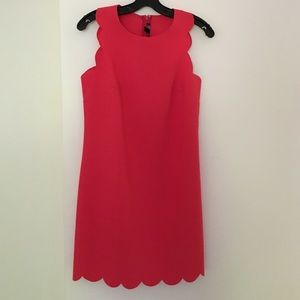 JCREW bright red/coral scalloped dress