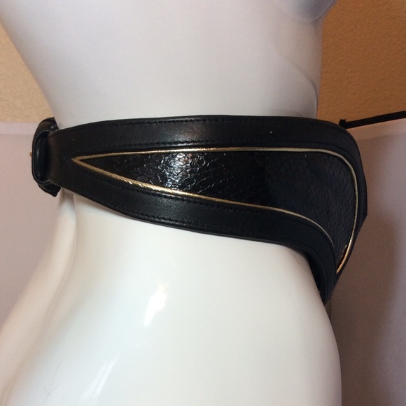 JLynch Black With Gold Trim Watersnake Belt