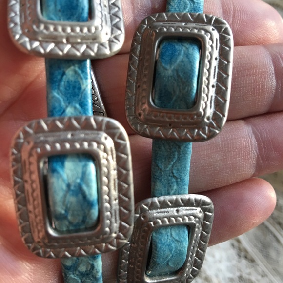 Faux snakeskin turquoise leather concha belt