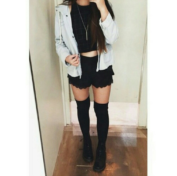 No Boundaries Pants - Black Crochet Short
