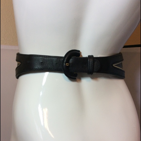 JLynch Black With Gold Trim Watersnake Belt