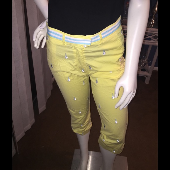 Lilly Pulitzer (0) Cropped Pants Tennis Yellow 0!