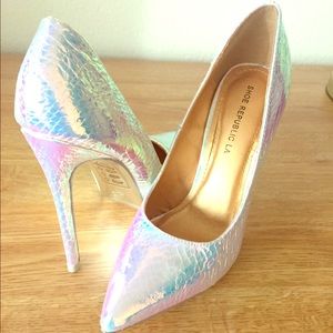 Iridescent Snakeskin Pumps