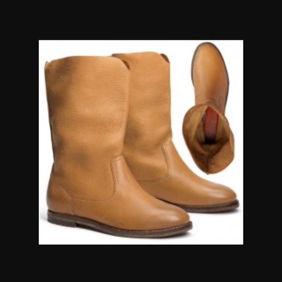 Mid calf leather boots