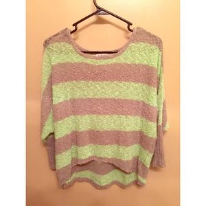LA Hearts green/grey striped sweater