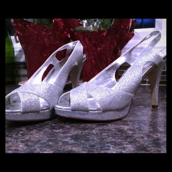 Silver sparkly heels