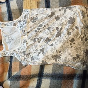 Grey and white flowered tank