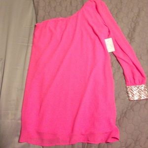 NWT ! Sexy, hot pink, one shoulder dress!