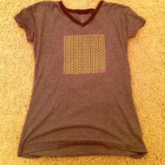 T-shirt with run pattern on front