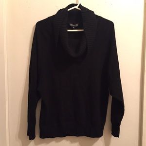 Black cashmere cowl-neck sweater