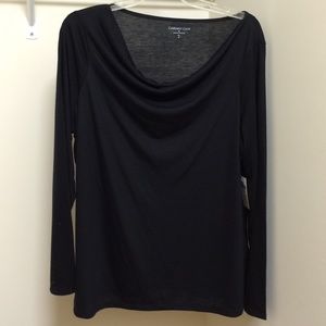 Beautifully draped black knit top.