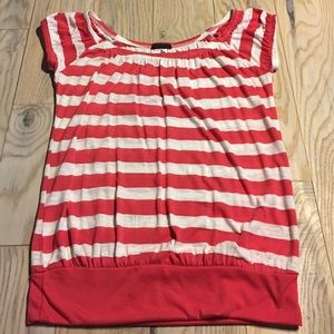 Pink and white stripped tee shirt