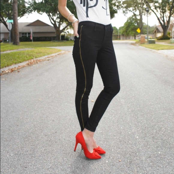 rag&bone jean black leggings w/ bronze side zipper