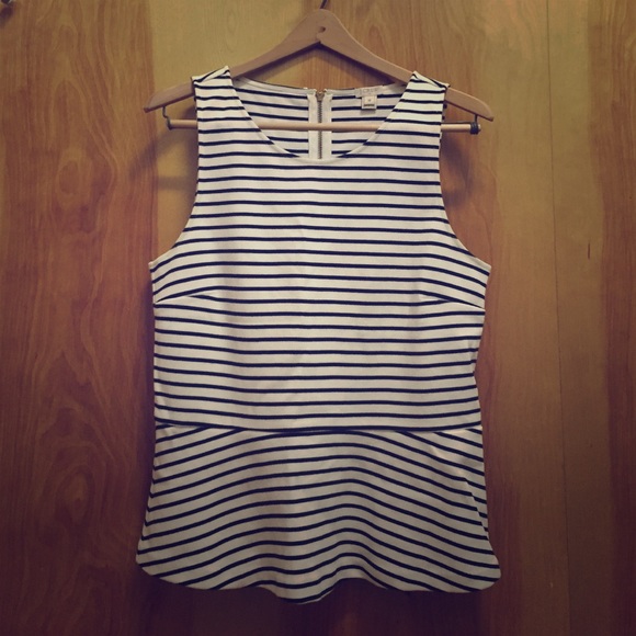 J. Crew | Ponte Peplum Top | Stripe | Medium