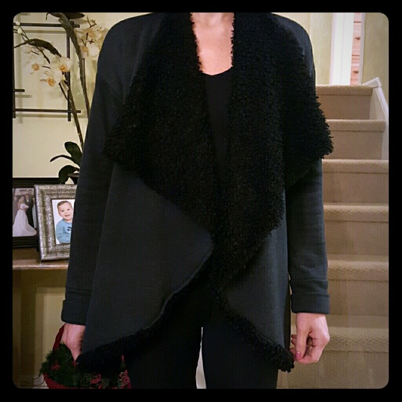 Drew Sweaters - DROP!! Black fuzzy and cozy open sweater
