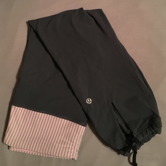 Pink and Grey Lululemon Tie Capris