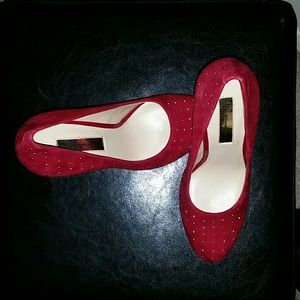 Red Suede with Gold Bling INC Heels