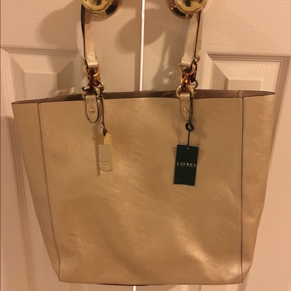 NWT Ralph Lauren gold tote.