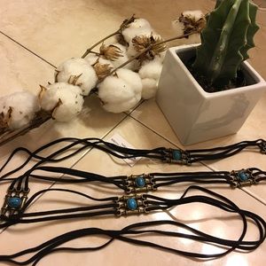 Boho faux turquoise vegan leather belt