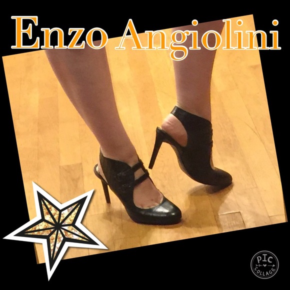Enzo Angiolini Black Leather Heels NWT