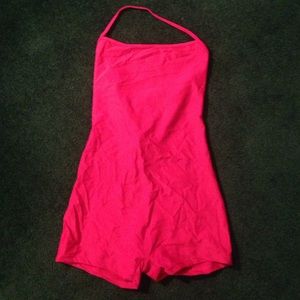red halter unitard