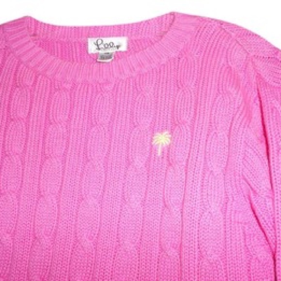 Lilly Pulitzer Sweaters - Lilly Pulitzer Hibiscus Pink Cable Crew Neck 🌴