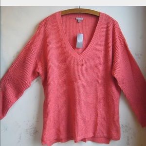 J.Jill Super soft coral v-neck sweater