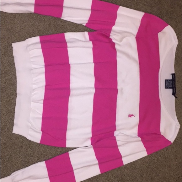 Ralph Lauren Polo pink white stripe sweater