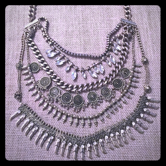 Silver statement necklace